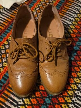 Tan Belle Lace-Up Flats
